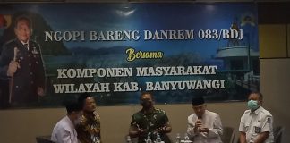 Danrem 083/Baladika Jaya, Kol. Inf. Yudi Prasetiyo menggelar pertemuan bersama tokoh keagamaan dan ormas di Banyuwangi, Rabu (16/3/2022)