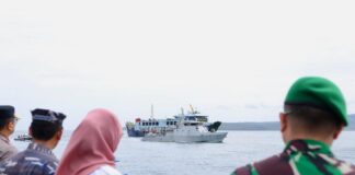 Simulasi pengamanan Selat Bali jelang KTT G-20 di jalur Selat Bali, Rabu (26/10/2022) siang.