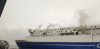 KMP Mutiara Timur 1 terbakar di laut Bali, Rabu (16/11/2022) sore.