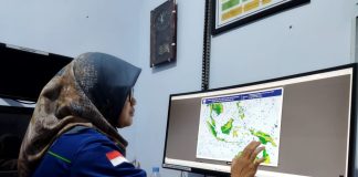 Prakirawan BMKG Banyuwangi menunjukkan potensi cuaca ekstrim di Jatim, Senin (10/4/2023) siang.