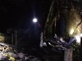 Kandang ternak kambing di Desa Kajarharjo, Kalibaru, Banyuwangi. Ludes terbakar, Senin (5/6/2023) malam. (foto/ist)