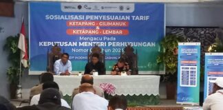 Sosialiasi penyesuaian tarif penyeberangan di Banyuwangi, Sabtu (29/7/2023). (foto/udi)
