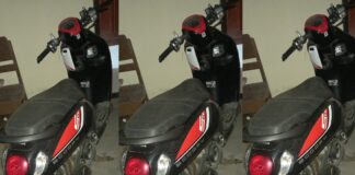 Motor yang dibawa kabur pelaku perampasan diamankan di Polsek Gambiran, Banyuwangi. (foto/ist)