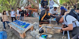 Aksi konservasi terumbu karang yang dilakukan PNM di pesisir Bangsring Under Water, Banyuwangi, Kamis (9/11/2023). (foto/ist)