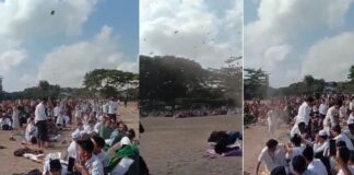 Warga Banyuwangi dikejutkan fenomena angin lesus saat salat Istisqa, Kamis (2/11/2023). (foto/ist)