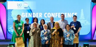 Bupati Banyuwangi Ipuk Fiestiandani usai tampil menjadi pembicara di internasional World Meteorological Organization di Bali, Kamis (7/3/2024). (Foto/ist)