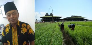 Ketua Pansus Raperda LP2B, Suyatno dan lahan abadi di sekitar Bandara Banyuwangi. (Foto/ist)