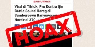 Tangkapan layar kabar bohong yang menyudutkan Polresta Banyuwangi terkait izin sound horek. (Foto/tangkapan layar)