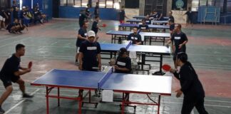 Kejuaraan tenis meja antar kader digelar DPD NasDem Banyuwangi, Sabtu (3/8/2024). (Foto/udi)
