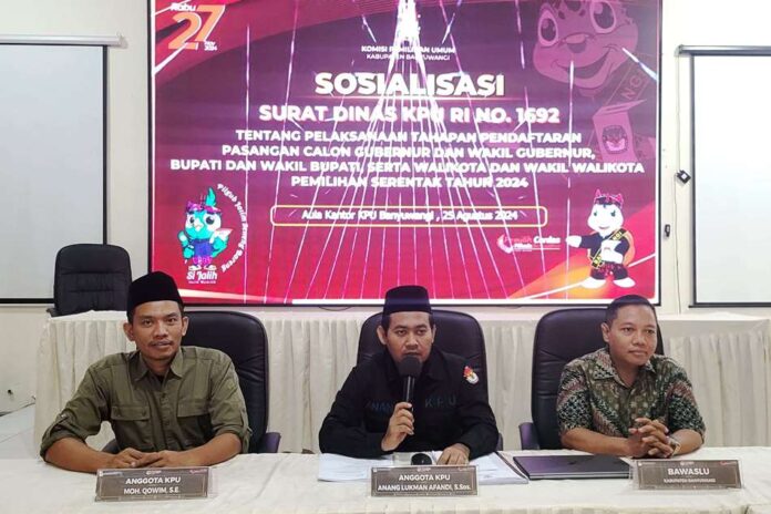 KPU Banyuwangi menggelar rapar kerja teknis bersama perwakilan Forkopimda dan parpol di Banyuwangi, Minggu (25/8/2024). (Foto/ist)