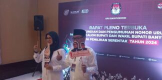 Pasangan cabup/cawabup 01 Ipuk - Mujiono. (Foto/udi)