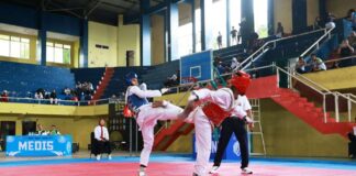 Kejuaraan Taekwondo Best of The Best Provinsi Jawa Timur (Jatim) digelar di GOR Tawangalun, Banyuwangi, Sabtu (21/12/2024). (Foto/Humas Pemkab Banyuwangi)