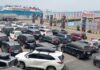 Antrean kendaraan roda empat di Pelabuhan Ketapang, Banyuwangi, Rabu (25/3/2026). (Foto/udi)